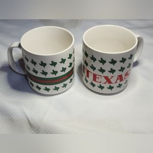 Vintage Texas mug coffee cup tea cup (2 Cup Set)